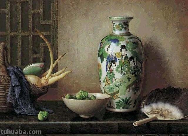 卢东明吉琳夫妇古典静物花卉油画作品欣赏