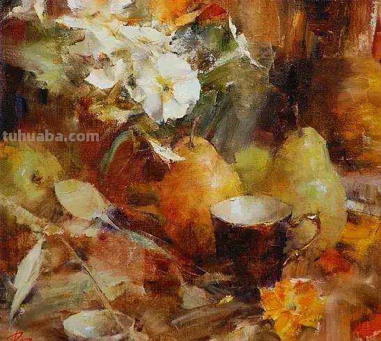 美国女画家劳拉·罗布印象派花草静物油画作品