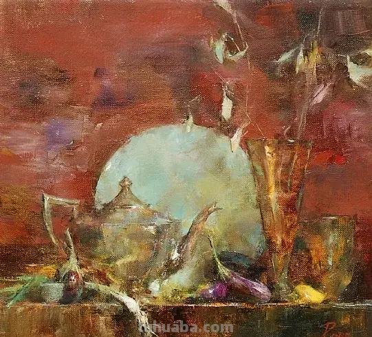 美国女画家劳拉·罗布印象派花草静物油画作品
