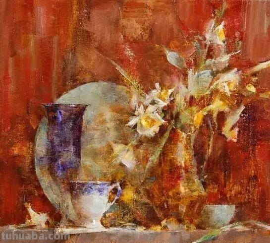 美国女画家劳拉·罗布印象派花草静物油画作品