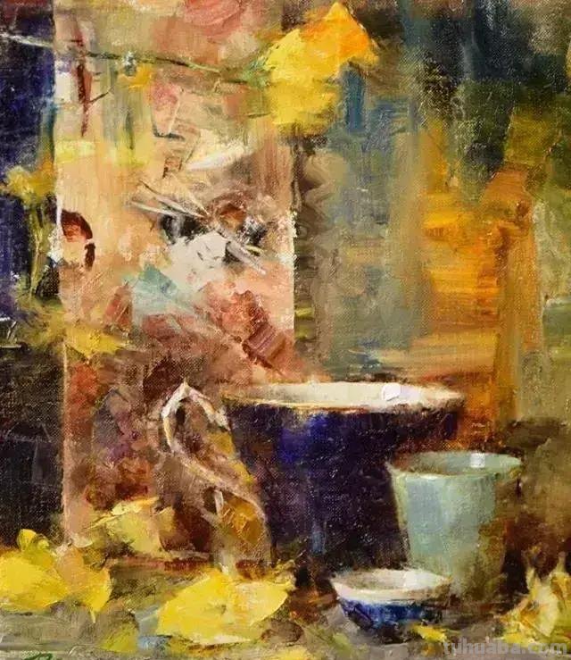 美国女画家劳拉·罗布印象派花草静物油画作品