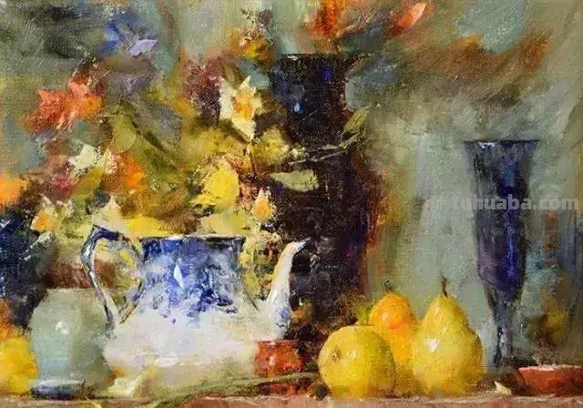 美国女画家劳拉·罗布印象派花草静物油画作品