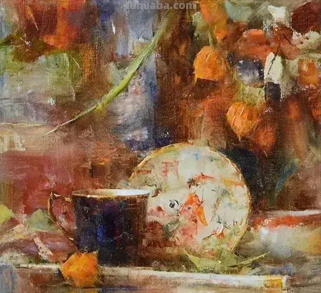 美国女画家劳拉·罗布印象派花草静物油画作品