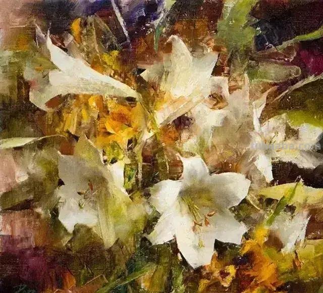 美国女画家劳拉·罗布印象派花草静物油画作品