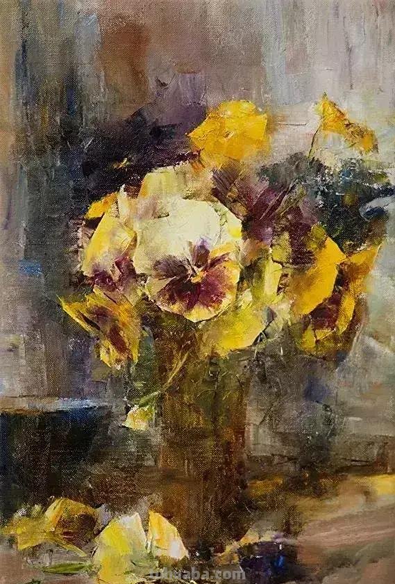 美国女画家劳拉·罗布印象派花草静物油画作品