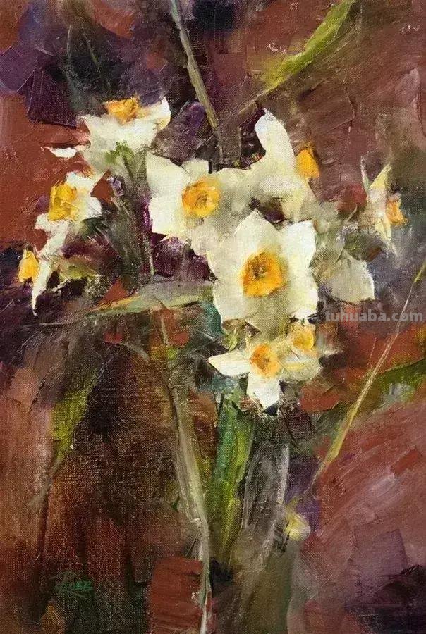美国女画家劳拉·罗布印象派花草静物油画作品