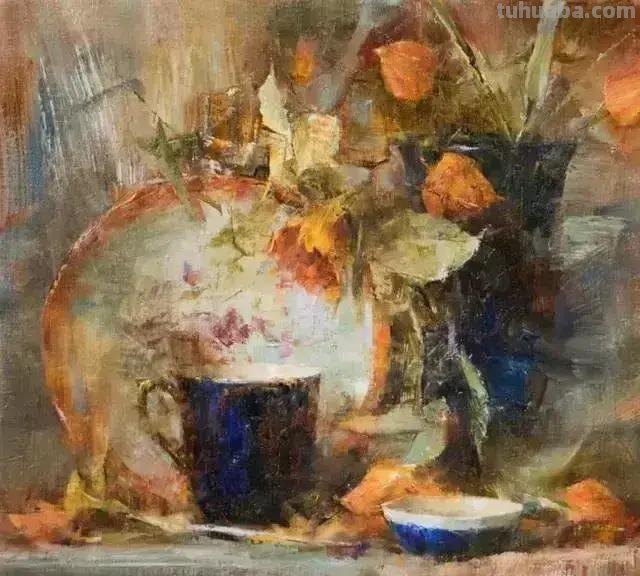 美国女画家劳拉·罗布印象派花草静物油画作品