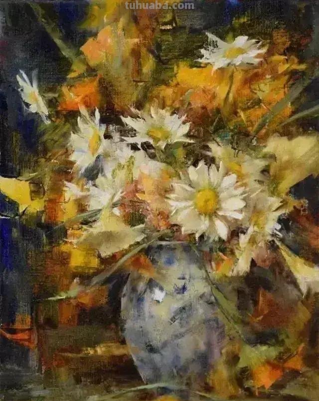 美国女画家劳拉·罗布印象派花草静物油画作品
