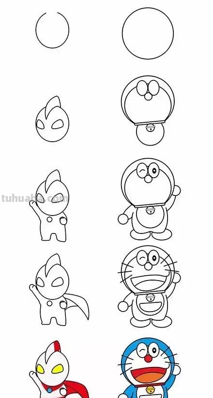 「简笔画」卡通人物简笔画大全！哆啦A梦、犬夜叉，还有蜘蛛侠~