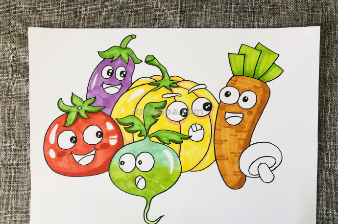 马克笔简笔画教程~可爱的蔬菜简笔画~