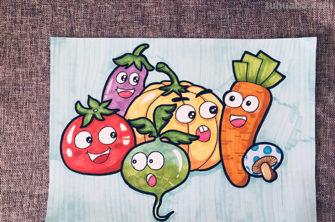马克笔简笔画教程~可爱的蔬菜简笔画~