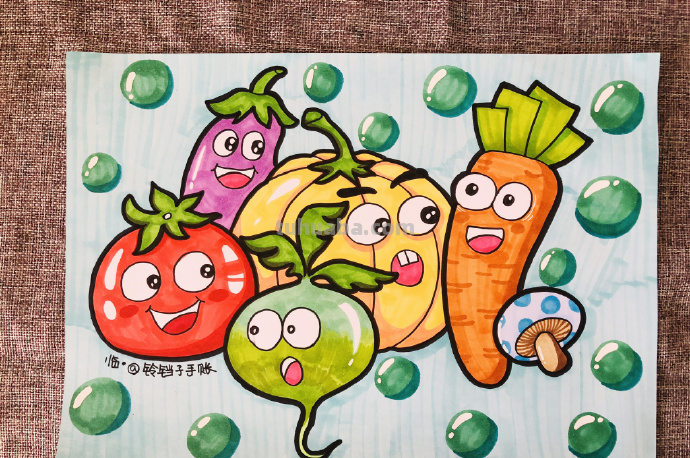 马克笔简笔画教程~可爱的蔬菜简笔画~