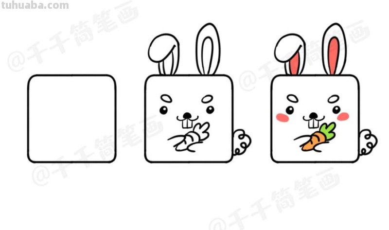 30种正方形动物简笔画大全！兔猫狗老虎怎么画，收藏起来教孩子