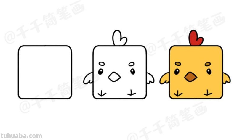 30种正方形动物简笔画大全！兔猫狗老虎怎么画，收藏起来教孩子