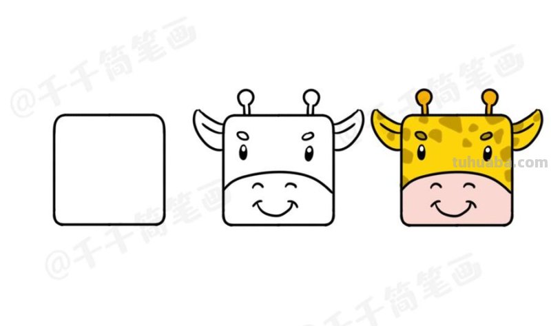 30种正方形动物简笔画大全！兔猫狗老虎怎么画，收藏起来教孩子