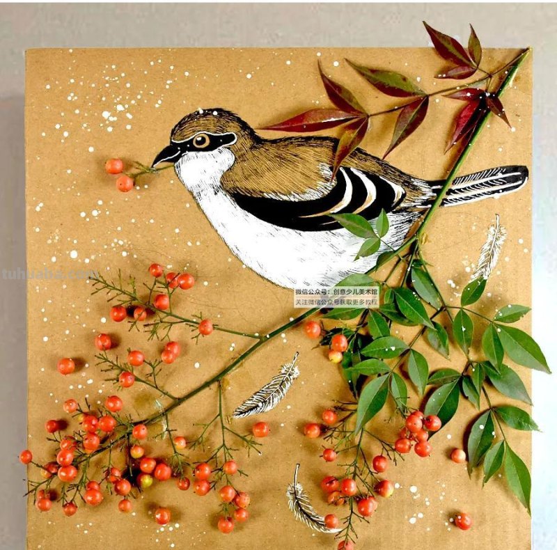 儿童画教程｜亲近自然，创意画枝头上的小鸟