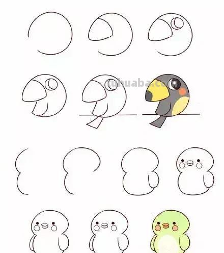 简笔画 - 一组孩子都爱画的，萌萌哒小鸟简笔画，建议收藏学习！