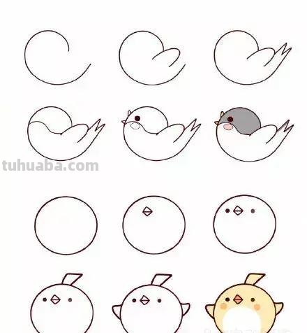 简笔画 - 一组孩子都爱画的，萌萌哒小鸟简笔画，建议收藏学习！