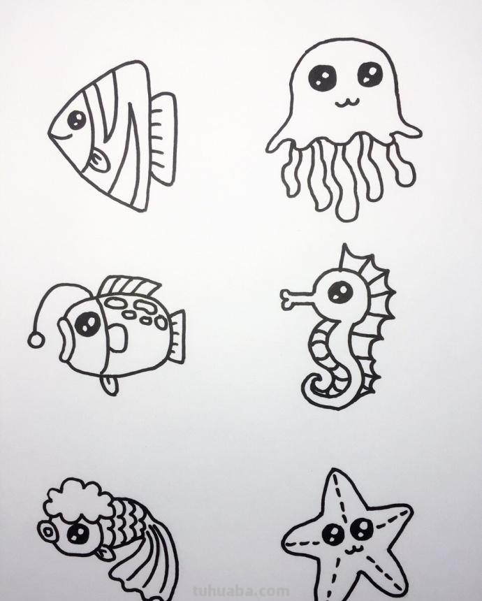 海底世界大海小鱼珊瑚简笔画！哄娃利器！
