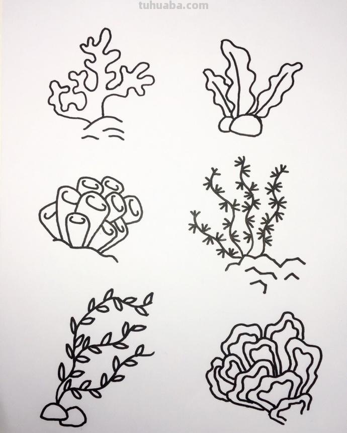 海底世界大海小鱼珊瑚简笔画！哄娃利器！