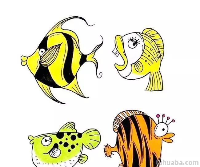 每天学一幅简笔画-12种海洋鱼类简笔画画法