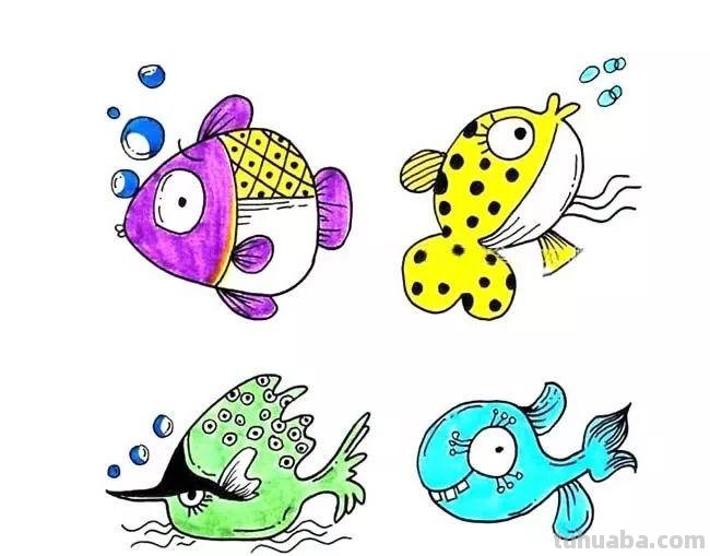 每天学一幅简笔画-12种海洋鱼类简笔画画法