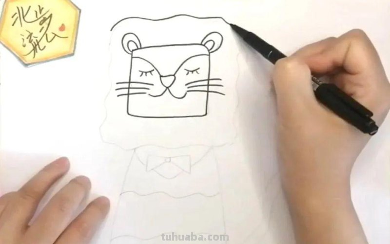 用线描的方式画狮子简笔画，掌握画画技巧和兴趣爱好