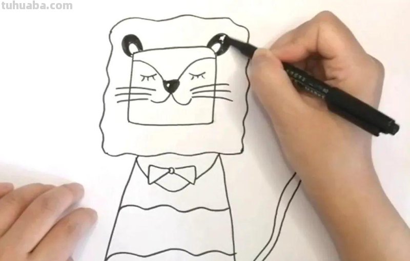 用线描的方式画狮子简笔画，掌握画画技巧和兴趣爱好