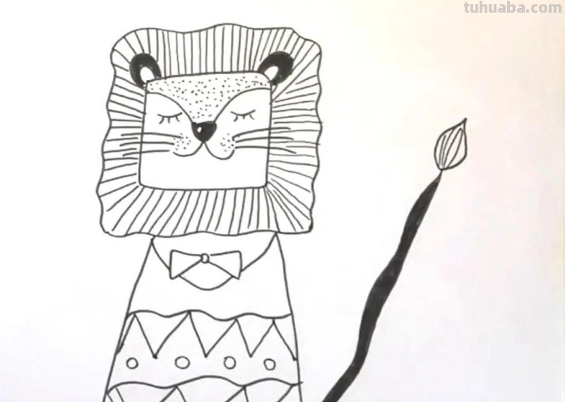 用线描的方式画狮子简笔画，掌握画画技巧和兴趣爱好