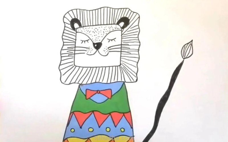 用线描的方式画狮子简笔画，掌握画画技巧和兴趣爱好