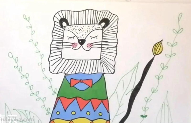 用线描的方式画狮子简笔画，掌握画画技巧和兴趣爱好