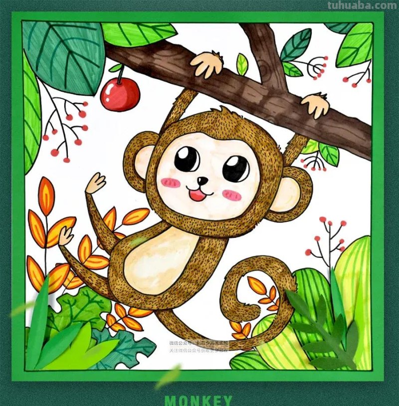 儿童画教程｜探秘神奇的动物世界《丛林中的小猴子》