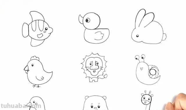 每天学一幅简笔画-1到9数字画动物简笔画步骤教程
