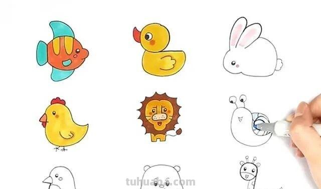 每天学一幅简笔画-1到9数字画动物简笔画步骤教程