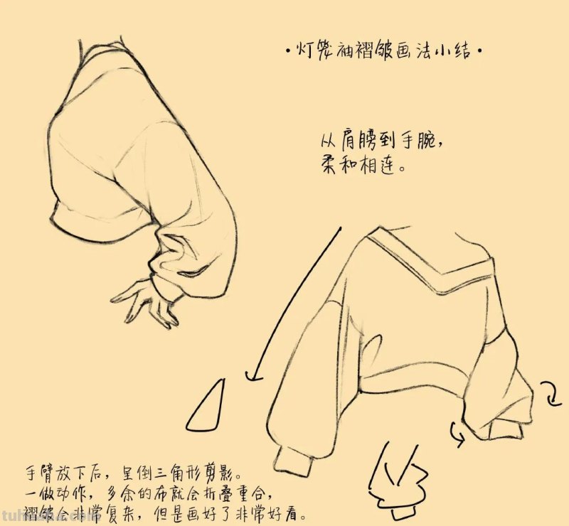 「绘画教程」各种不同类型衣服的褶皱画法（服装教程）