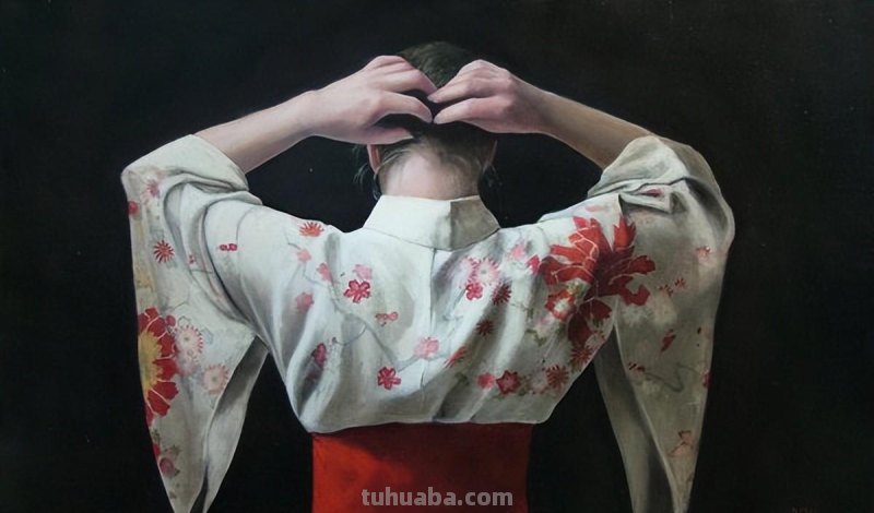 Stephanie Rew绘画作品：日本传统服装 和服