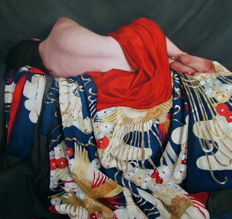 Stephanie Rew绘画作品：日本传统服装 和服