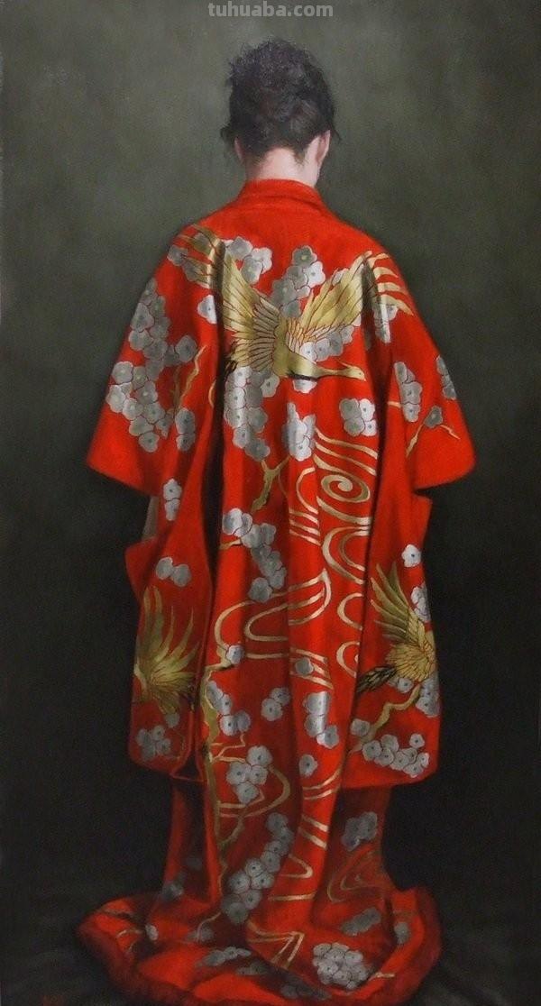 Stephanie Rew绘画作品：日本传统服装 和服