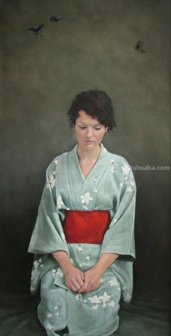 Stephanie Rew绘画作品：日本传统服装 和服