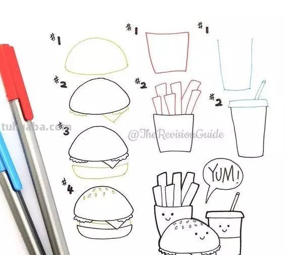 儿童简笔画：十几款零食与小甜品的画法，简单的美食更充满诱惑力