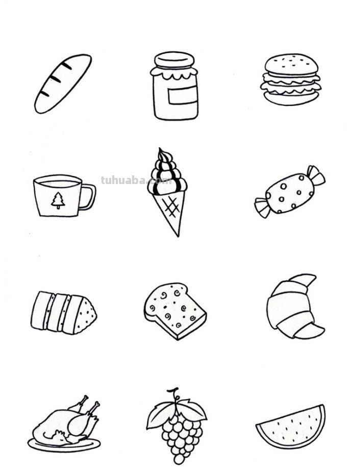 上百种食物简笔画素材~