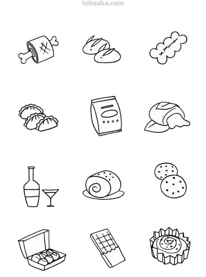 上百种食物简笔画素材~