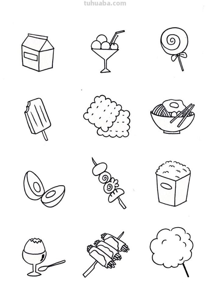 上百种食物简笔画素材~
