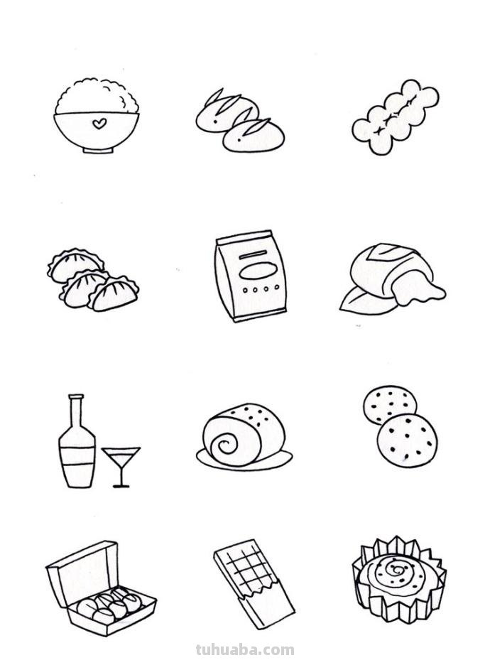 上百种食物简笔画素材~