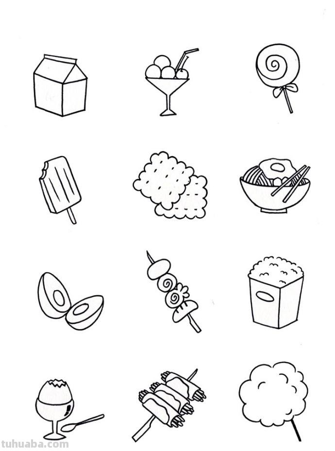 上百种食物简笔画素材~
