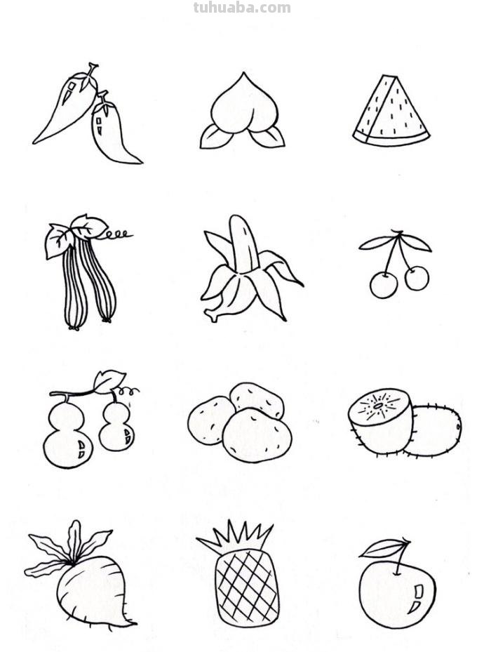 上百种食物简笔画素材~