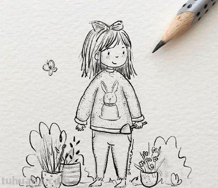 一组小朋友日常生活手绘简笔画插画