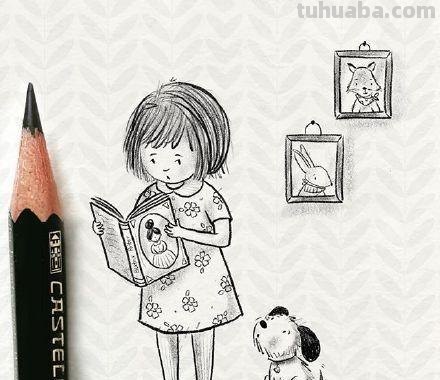 一组小朋友日常生活手绘简笔画插画