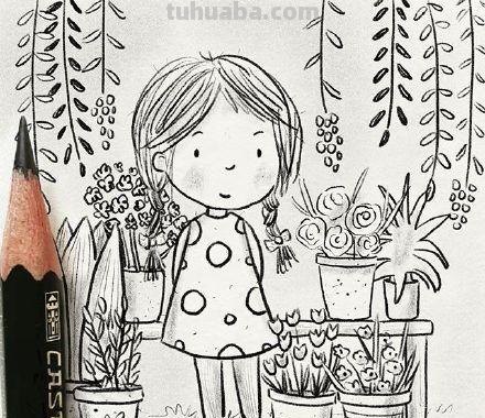 一组小朋友日常生活手绘简笔画插画