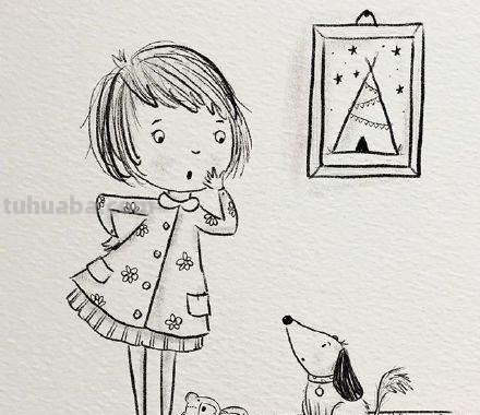 一组小朋友日常生活手绘简笔画插画